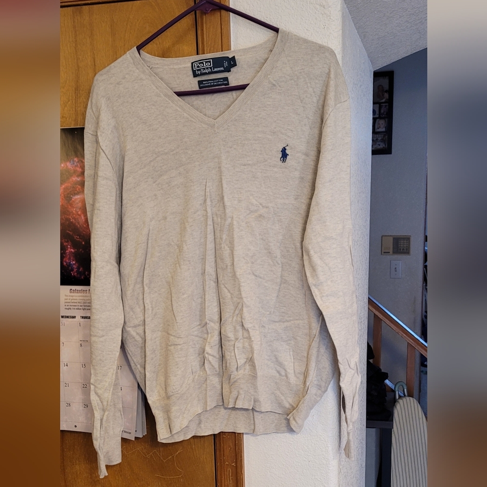 Polo by Ralph Lauren Men's V-Neck Sweater - Light Gray